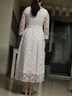 拓澀（TUOSE）蕾絲連衣裙夏季新款仙女裙chic溫柔復古小清新氣質(zhì)白色長(cháng)裙子 白色七分袖 M 曬單實(shí)拍圖
