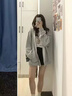 趣米樂早秋季新款連帽衛(wèi)衣外套女裝韓系慵懶風(fēng)小個(gè)子寬松長(zhǎng)袖開衫上衣服 淺灰色（薄款） L 曬單實(shí)拍圖