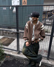 CHINISM CH赤塵 重磅繡花呢絨棒球服夾克男立領(lǐng)PU皮百搭秋季外套 棕色 XL 曬單實(shí)拍圖