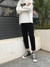 JACKTOMSLEE修身牛仔褲男士韓版小腳褲彈力潮男緊身褲鉛筆褲新款純黑色窄腳褲 黑色長(cháng)褲加絨加厚 28(2尺1) 曬單實(shí)拍圖