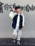 英氏（YEEHOO）男童外套兒童棒球服秋季時(shí)尚立領(lǐng)學(xué)院風(fēng)百搭中大童裝洋氣秋裝新款 帥氣學(xué)院 深藍(lán) 150 曬單實(shí)拍圖