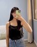 帝旗狼吊帶背心女真絲緞面上衣內搭重磅桑蠶絲春夏打底衫外穿無(wú)袖背心 9190黑色 L 曬單實(shí)拍圖