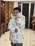 鴨鴨兒童羽絨服中長(zhǎng)款男童寶寶印花加厚保暖潮流冬季小童裝外套YD 米白色 90 曬單實(shí)拍圖