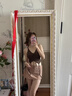 冶芷分體泳衣女辣妹掛脖小胸聚攏純欲甜酷風(fēng)溫泉法式比基尼三件套 咖色 均碼 建議【90-120】 曬單實(shí)拍圖