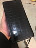YS真鱷魚(yú)皮男包真皮手拿包男士無(wú)拼接橫款多卡位高檔商務(wù)小包 黑色 曬單實(shí)拍圖