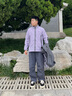 探路者（TOREAD）沖鋒衣三合一戶外徒步旅行登山服耐磨透氣保暖套絨連帽外套男式 鉛灰紫色 L 曬單實拍圖