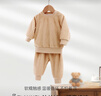 Aengbay昂貝 嬰兒睡衣套裝秋冬法蘭絨護肚防著涼秋衣褲寶寶保暖珊瑚絨 卡其 90 cm 曬單實拍圖