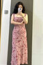 GARNUO粉色碎花連衣裙女夏季2026新款法式氣質(zhì)絕美仙女裙收腰吊帶長(cháng)裙子 粉色 S 【85-100斤】 曬單實(shí)拍圖