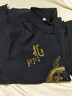 花花公子唐裝中山裝男士春夏季中國風短袖套裝道袍漢服晨練服民族風古裝 大龍短袖藏青套裝 2XL 曬單實拍圖