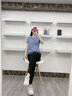 范斯蒂克 運(yùn)動套裝女夏寬松健身服拼網(wǎng)舒適短袖跑步套裝戶外休閑瑜伽服女 藍(lán)色三件套 TC11211 M 曬單實(shí)拍圖