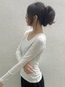 朵伶詩(shī)兒  【兩件裝】 莫代爾打底衫女內搭U領(lǐng)長(cháng)袖t恤春秋冬韓版修身顯瘦上衣 黑色+白色 【兩件裝】 L 建議100-115斤 曬單實(shí)拍圖