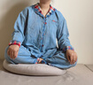 朵朵·可可秋冬季女家居服新款純棉格子寬松大碼長袖長褲睡衣套裝 淺藍(lán) M (160) 曬單實(shí)拍圖