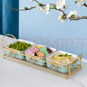 英格麗（INGRI）點(diǎn)心水果拼盤(pán)客廳瓜子陶瓷小吃盤(pán)子ktv家用創(chuàng  )意零食糖果分格果盤(pán) 百鳥(niǎo)藍三格果盤(pán)-帶鐵架 曬單實(shí)拍圖