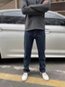 JEEP SPIRIT牛仔褲男秋季新款直筒寬松大碼褲子男彈力潮牌休閑長褲 703藍灰色 31 曬單實拍圖