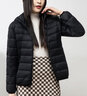 雅鹿輕薄羽絨服女薄款秋冬季短款時尚小個子紅色通勤保暖休閑外套 黑色【連帽】 2XL (175) 推薦125-140斤 曬單實拍圖