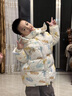 鴨鴨兒童羽絨服中長(zhǎng)款男童寶寶印花加厚保暖潮流冬季小童裝外套YD 米白色 90 曬單實(shí)拍圖