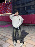 康坦汀灰色設(shè)計感貓咪秋季衛(wèi)衣男潮流衛(wèi)衣女情侶衛(wèi)衣連帽衛(wèi)衣男女外套男 白灰色 XL【推薦120-145斤】 曬單實拍圖