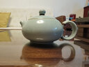 寧不凡 汝窯茶壺陶瓷單壺功夫茶具個(gè)人泡茶壺開(kāi)片可養(yǎng)汝瓷豆青色 扁玉西施壺（230ml) 曬單實(shí)拍圖