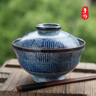 和風(fēng)四季日式釉下彩餐具復(fù)古蓋碗湯碗菜碗泡面碗餐廳個(gè)性家用飯碗陶瓷碗 （山海紋）6英寸蓋碗（750ml) 曬單實(shí)拍圖