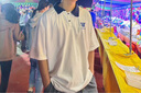 佘曼萊翻領(lǐng)短袖t恤男夏季寬松刺繡學(xué)院風(fēng)重磅純棉撞色polo半袖體恤衫潮 白色 2XL 曬單實(shí)拍圖
