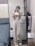 蕉下漁冰絲水墨闊腿褲女夏季高腰顯瘦垂感雪紡扎染國(guó)風(fēng)慵懶休閑防蚊防曬 晚杏加長(zhǎng)款 XL 125-140斤 曬單實(shí)拍圖