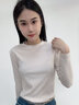 簡(jiǎn)云莫代爾棉半高領(lǐng)長(cháng)袖t恤女打底衫外穿洋氣款上衣內搭修身2025新款 低領(lǐng)-白色 M 【建議95-110斤】 曬單實(shí)拍圖
