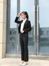 伊婭莎小西裝外套女通勤職業(yè)套裝英倫風(fēng)修身氣質(zhì)商務(wù)正裝白領(lǐng)面試工作服 單件黑色西裝 M 建議90-100斤 曬單實(shí)拍圖