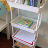 探月書(shū)架置物架落地多層家用簡(jiǎn)易可移動(dòng)帶輪小推車(chē)零食收納架收納書(shū)柜 4層-白色【側扶手+輪】 曬單實(shí)拍圖