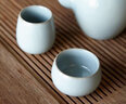 雅瓷汝窯功夫小茶杯陶瓷主人杯品茗情侶對杯結婚禮天青色汝瓷歡喜對杯 歡喜對杯 曬單實(shí)拍圖