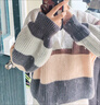 妙奕嘉毛衣女衣服針織衫洋氣款2025春秋新款內(nèi)搭輕薄慵懶風(fēng)軟糯寬松上衣 條紋撞色系帶針織衫 均碼 【建議80-120斤】 曬單實(shí)拍圖