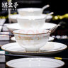 祺公子 景德鎮(zhèn)骨瓷餐具套裝家用送禮高檔輕奢描金碗碟套裝碗盤 花容月貌 70頭圓形豪華配鴻運(yùn)煲 可微波爐洗碗機(jī) 曬單實拍圖