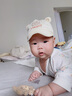 貝娜茜嬰兒帽子秋冬季女寶寶鴨舌帽新生兒胎帽軟檐嬰幼兒春秋薄款棒球帽 hello小熊-米黃 0-6個月（37-44CM） 曬單實(shí)拍圖