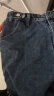 真维斯（JEANSWEST）牛仔裤女2024春季高腰阔腿裤垂感时尚宽松女士长裤子女深蓝色M 实拍图