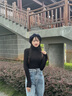嫻柔莫代爾黑色高領(lǐng)打底衫女春秋冬季內(nèi)搭輕薄長(zhǎng)袖t恤顯瘦保暖上衣 黑色【高領(lǐng) 莫代爾】 L 曬單實(shí)拍圖