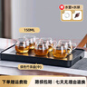 茶皇子（CHAHUANGZI）玻璃茶杯耐熱帶把透明小號(hào)水杯家用辦公室泡茶杯功夫品茗小茶杯 品茗杯+杯架套裝（透明色） 150ml 曬單實(shí)拍圖