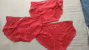 莫代爾本命年女式內褲大紅色少女中腰純棉檔提臀抗菌蕾絲性感三角短褲頭 紅色 3條 XL 120-145斤 曬單實(shí)拍圖
