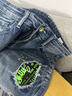 潮牌破洞刺繡牛仔褲男修身潑墨印花小腳褲韓版顯瘦緊身鉛筆褲創(chuàng  )意圖案印花補丁牛仔長(cháng)褲品質(zhì)輕奢窄腳褲新款 圖片色 28(2尺1) 曬單實(shí)拍圖
