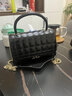 老人頭包包女 新款時(shí)尚個(gè)性迷你小手提女包 精致百搭格紋牛皮單肩斜挎包 黑色 曬單實(shí)拍圖