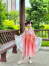 安妮優(yōu)兒（Anneyol）漢服女童公主裙2025春夏款中國風(fēng)古裝連衣裙兒童古風(fēng)唐裝超仙裙子 橘色 160 曬單實(shí)拍圖
