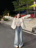 燦圖淺色牛仔褲女春夏季高腰顯瘦垂墜感闊腿褲小個(gè)子高級寬松拖地褲子 懷舊色 常規 M 曬單實(shí)拍圖