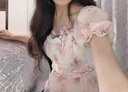 她芙（tafu）品牌女裝粉色碎花連衣裙女夏季2026年新款氣質(zhì)名媛收腰a字蓬蓬裙 粉紅色 L 曬單實(shí)拍圖