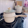 Bambetel班貝特德國(guó)品牌陶瓷奶鍋家用嬰兒輔食鍋無(wú)涂層不粘蒸煮一體鍋湯鍋 奶鍋+琺瑯蒸格【粘鍋包退】 18cm 曬單實(shí)拍圖