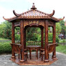 廣億 戶(hù)外加厚實(shí)木六角涼亭花園涼亭庭院防腐木別墅花園亭子花園庭院 紅色 3米六角帶桌子地板 曬單實(shí)拍圖