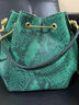 絲芙倫高級質(zhì)感真皮蛇紋水桶包洋氣2026秋冬新款純牛皮手提斜挎休閑女包 蛇紋綠色 4D469868BD 曬單實(shí)拍圖