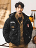 京西藍(lán)靛冬季新款加厚保暖刺繡寬松羽絨服男長款機(jī)能風(fēng)運(yùn)動(dòng)沖鋒工裝外套潮 黑色 L 合適體重130-145斤 曬單實(shí)拍圖