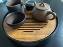 叁旬茶盤陶瓷儲水式干泡茶臺家用辦公功夫茶具小型茶海瀝水盤托盤 黑陶_重竹茶盤_圓 曬單實(shí)拍圖
