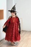 小咔衣濃萬(wàn)圣節兒童服裝女童禮服角色小女孩舞會(huì )cosplay女巫吸血鬼演出服 萬(wàn)圣節酒紅色服裝 140 曬單實(shí)拍圖