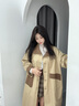 紫涵日系繭型中長(zhǎng)款風(fēng)衣女年秋季中長(zhǎng)款外套撞色拼接個(gè)性 卡其 M 曬單實(shí)拍圖