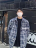 唐號小香風格子編織襯衫外套男寬松撞色刺繡秋款情侶高級感男士上衣潮 藍色外套【單件也送項鏈】 XL 曬單實拍圖
