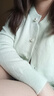 彌柯菲毛衣開(kāi)衫外套女秋季新款韓系小眾刺繡針織衫顯白綠色珍珠扣上衣 綠色 M 曬單實(shí)拍圖